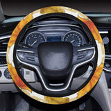 Maple leaf oak leaf acorns beige striped backgroun Car Steering Wheel Cover