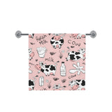 Cows milk product pink background Bath Towel