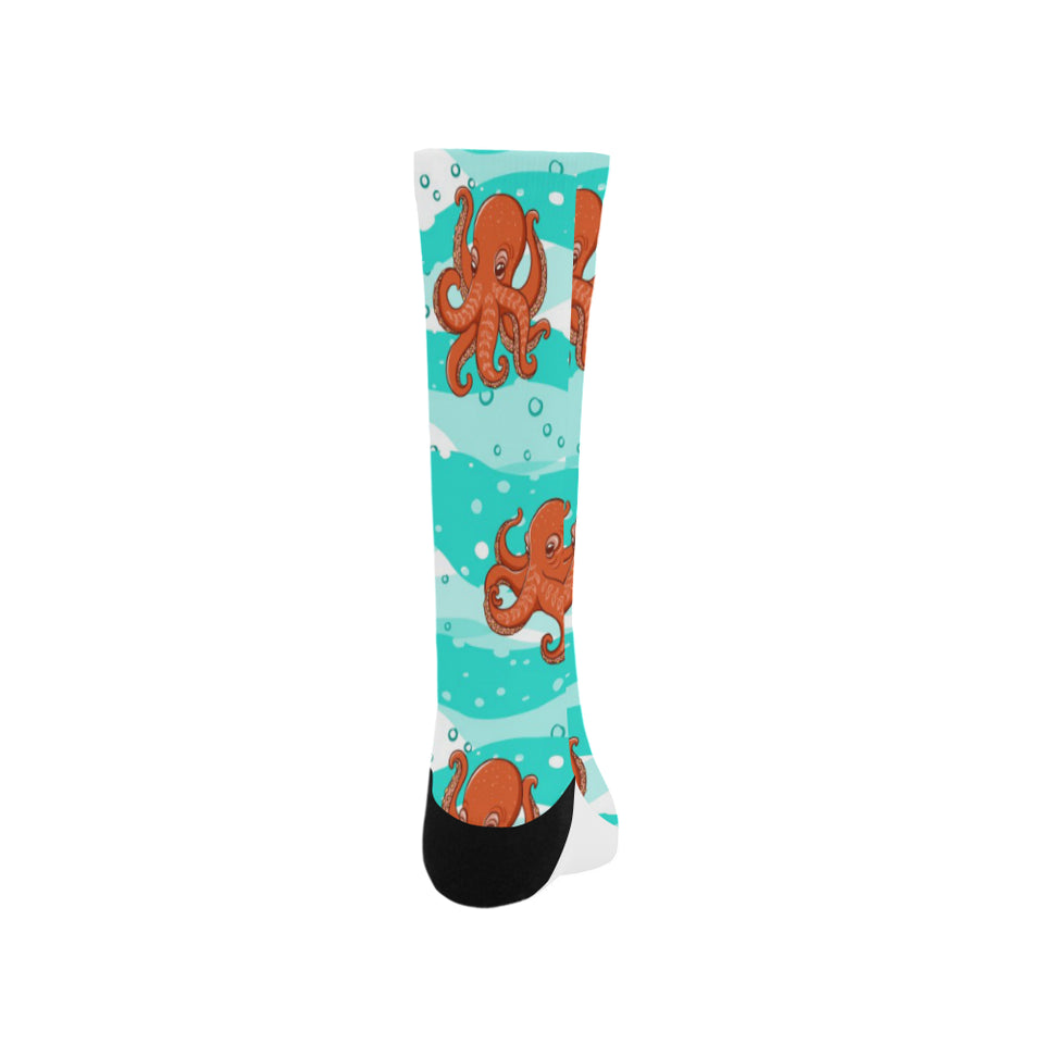 Octopuses sea wave background Crew Socks