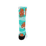 Octopuses sea wave background Crew Socks