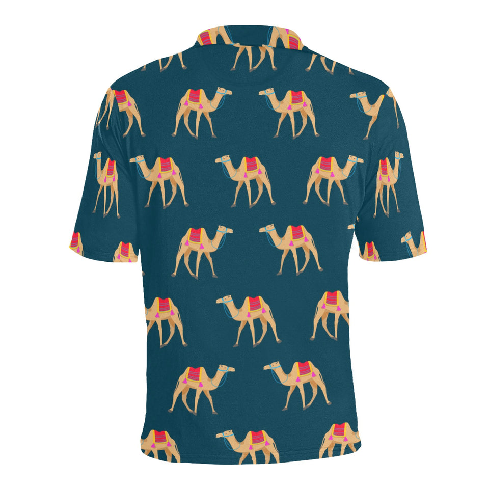 Camel pattern blue blackground Men's All Over Print Polo Shirt