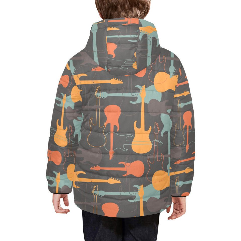 electric guitars pattern Kids' Boys' Girls' Padded Hooded Jacket