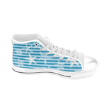 Starfish blue blackground Men's High Top Canvas Shoes White