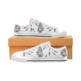 lavender flower design pattern Men's Low Top Canvas Shoes White