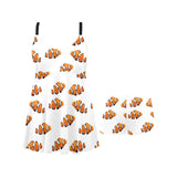 Clown Fish Pattern Print Design 03 Chest Sexy Pleated Two Piece Swim Dress