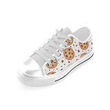 chocolate chip cookie pattern Men's Low Top Canvas Shoes White