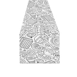 Cartoon hand drawn ice cream black white Table Runner