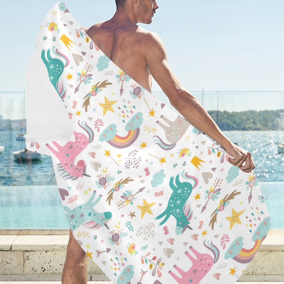 Colorful unicorn pattern Beach Towel