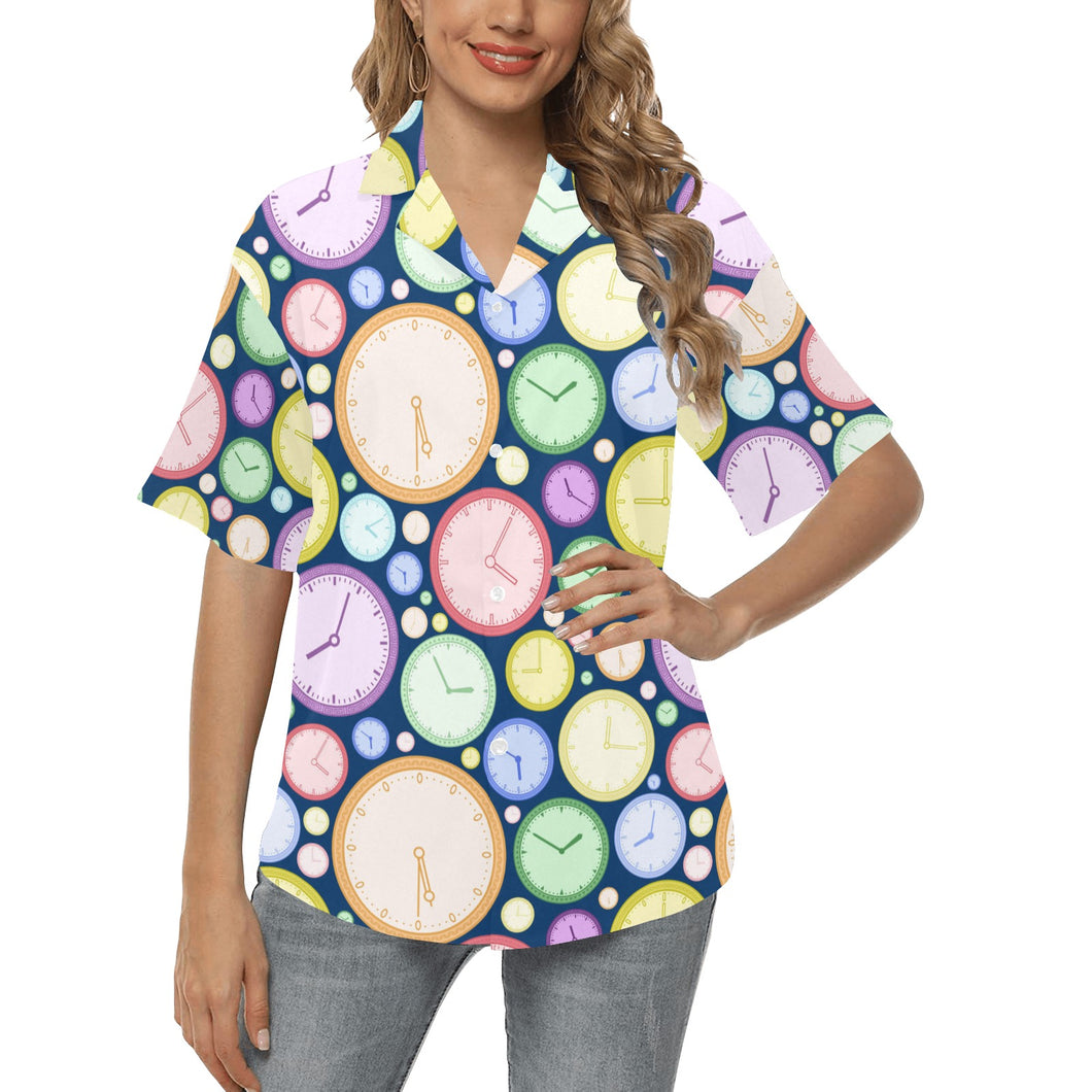 Colorful clock background Women's All Over Print Hawaiian Shirt