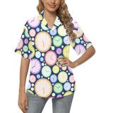 Colorful clock background Women's All Over Print Hawaiian Shirt