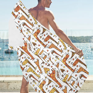 Giraffe Pattern Print Design 04 Beach Towel