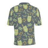 Cute owls leaves pattern Men's All Over Print Polo Shirt