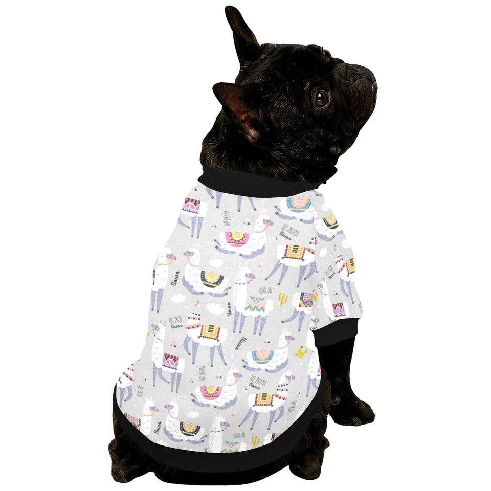 Cute Llama Alpaca pattern All Over Print Pet Dog Round Neck Fuzzy Shirt