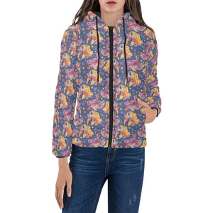 Goldfish Pattern Print Design 05 Women's Padded Hooded Jacket