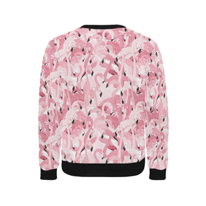 Pink flamingos pattern background Men's Crew Neck Sweatshirt