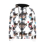 Cute ninja design pattern Men's Padded Hooded Jacket
