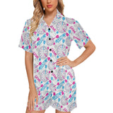 Darts Pattern Print Design 01 Women's V-Neck Short Pajama Set