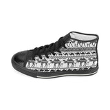 Camel polynesian tribal pattern Women's High Top Canvas Shoes Black