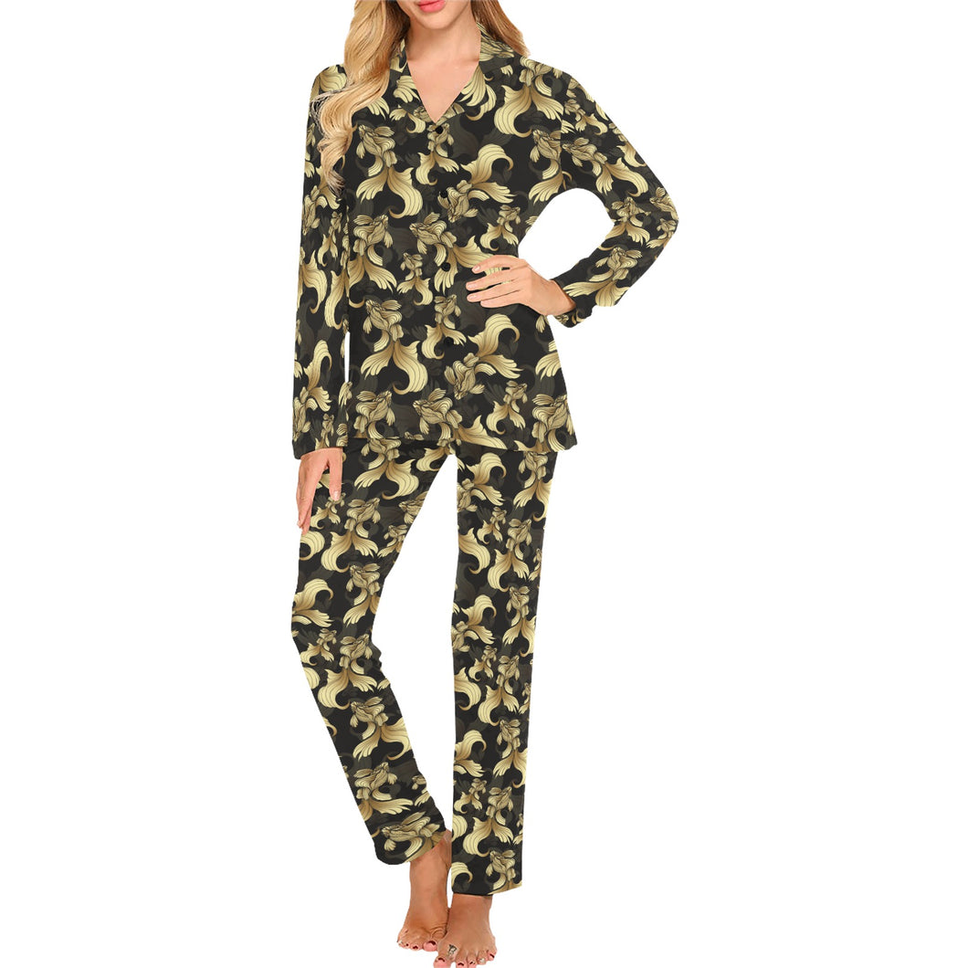 Goldfish Pattern Print Design 01 Women's Long Pajama Set