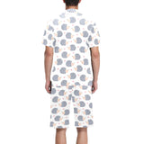 Hedgehog Pattern Print Design 04 Men's V-Neck Short Pajama Set