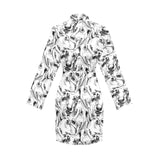 Greyhound Pattern Print Design 01 Women's Long Sleeve Belted Night Robe