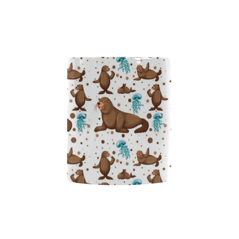 sea lion Seals jellyfish pattern Morphing Mug Heat Changing Mug