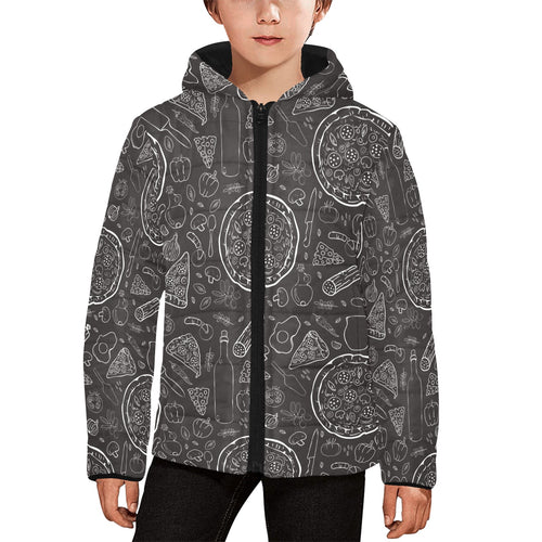 Pizza pattern Kids' Boys' Girls' Padded Hooded Jacket