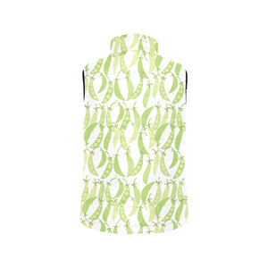 Green Peas Pattern Print Design 03 Women's Padded Vest