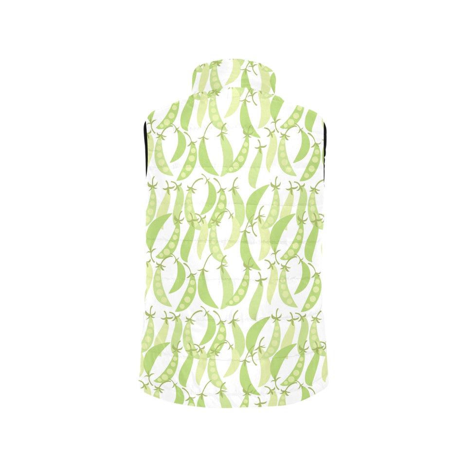 Green Peas Pattern Print Design 03 Women's Padded Vest