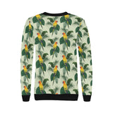 Beautiful parrot palm leaves pattern Women's Crew Neck Sweatshirt
