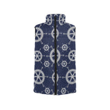 nautical steering wheel design pattern Women's Padded Vest