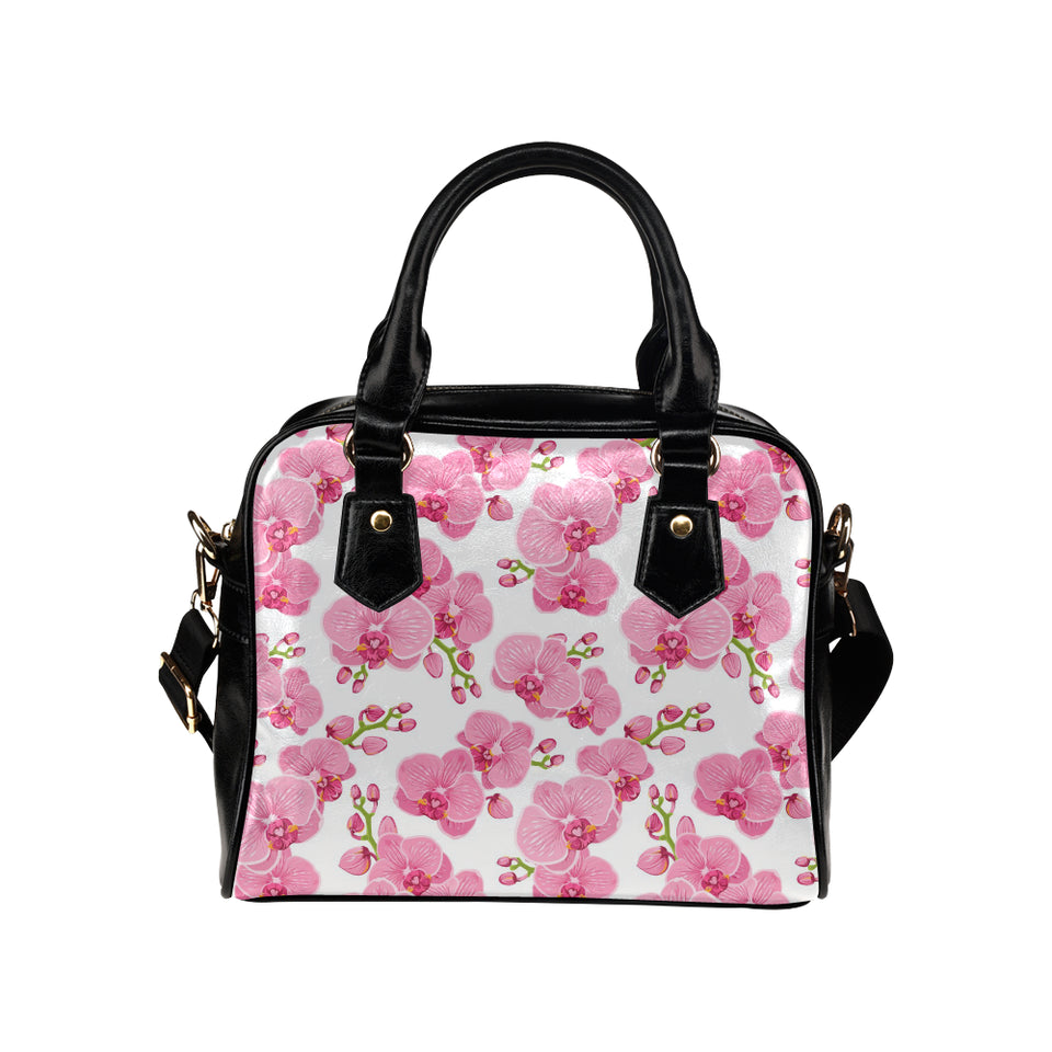 pink purple orchid pattern background Shoulder Handbag