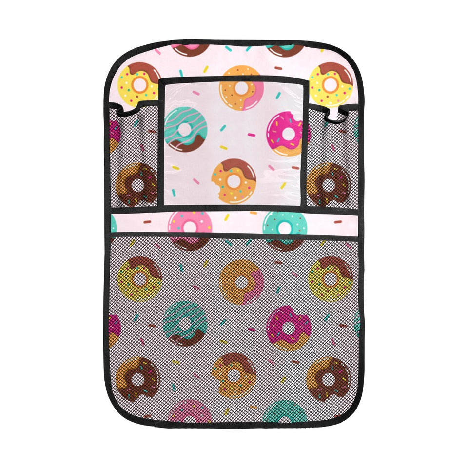 Donut pattern glaze pink background Car Seat Back Organizer