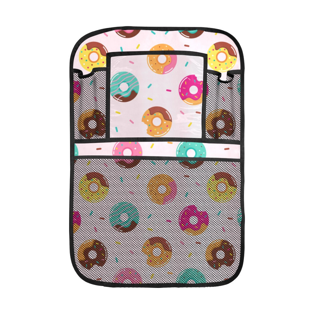 Donut pattern glaze pink background Car Seat Back Organizer