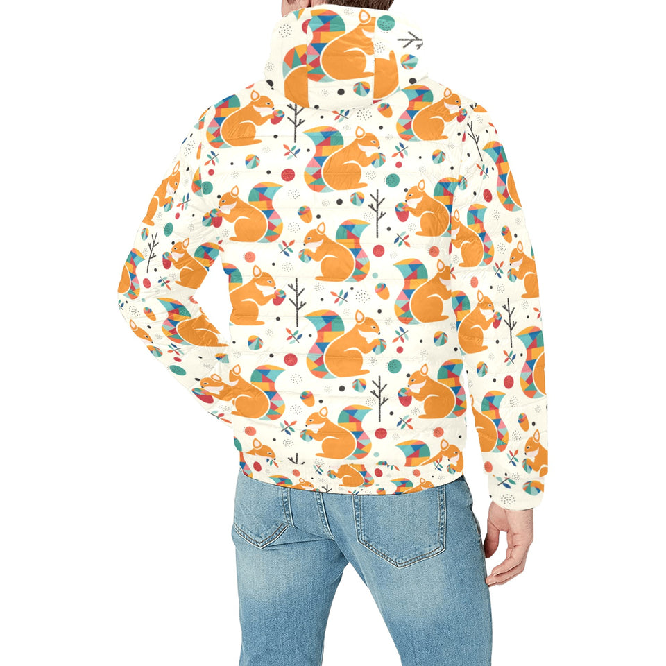 Squirrel Pattern Print Design 04 Men's Padded Hooded Jacket