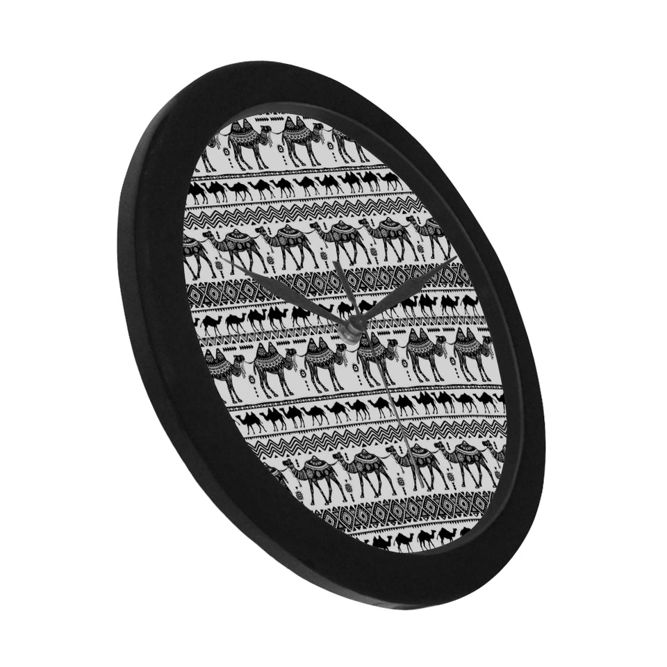 Camel polynesian tribal pattern Elegant Black Wall Clock