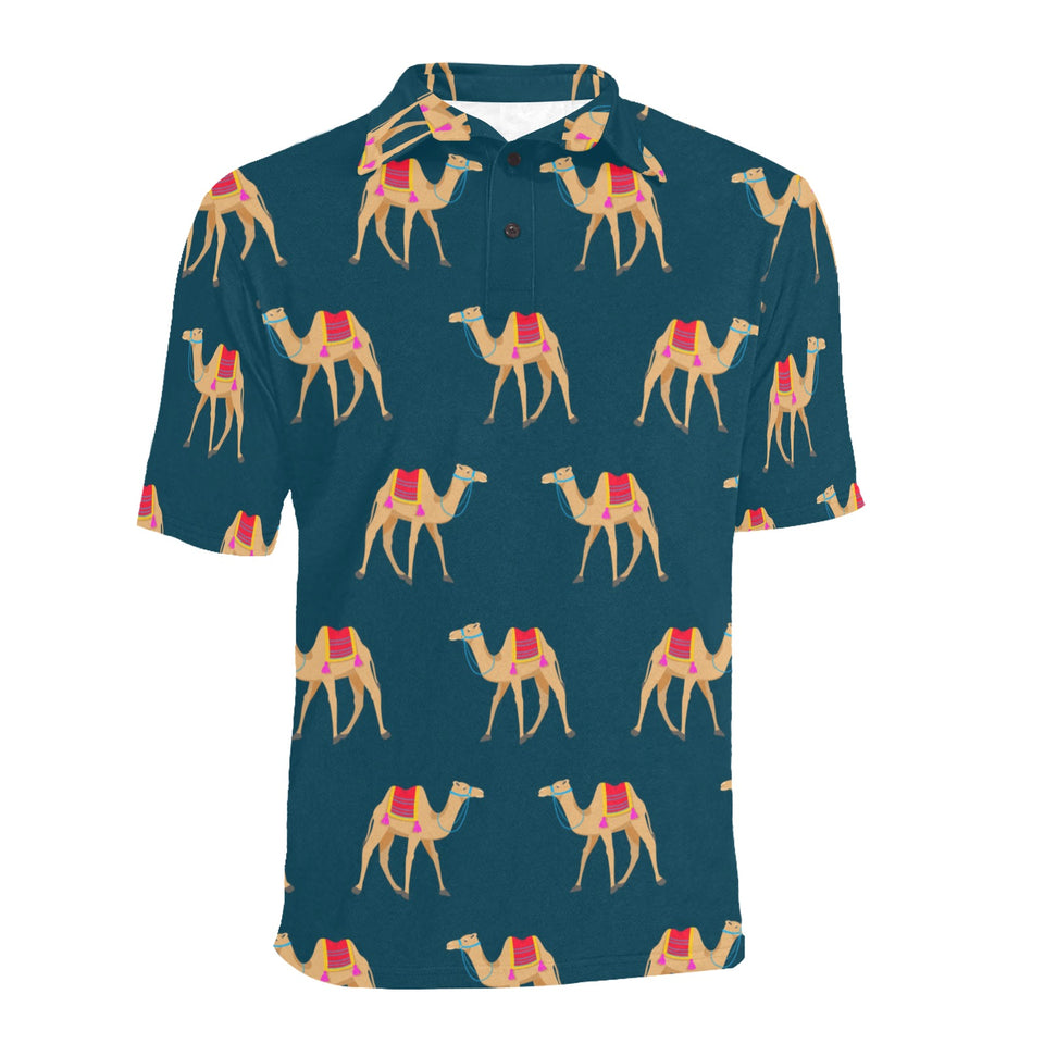 Camel pattern blue blackground Men's All Over Print Polo Shirt