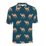 Camel pattern blue blackground Men's All Over Print Polo Shirt