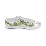 White orchid flower tropical leaves pattern Men's Low Top Canvas Shoes White