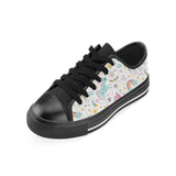 Colorful unicorn pattern Men's Low Top Canvas Shoes Black