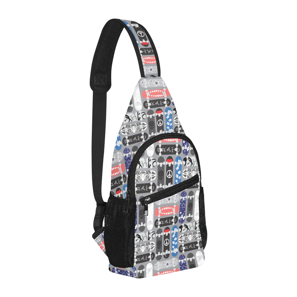 Skate Board Pattern Print Design 04 All Over Print Chest Bag