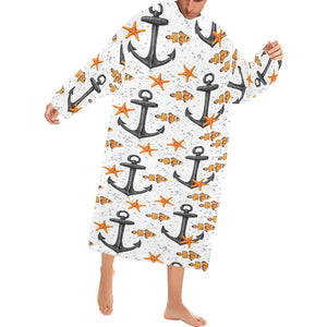 Clown Fish Pattern Print Design 02 Blanket Robe with Sleeves