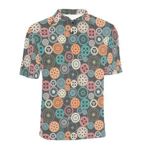 Gear Pattern Print Design 05 Men's All Over Print Polo Shirt