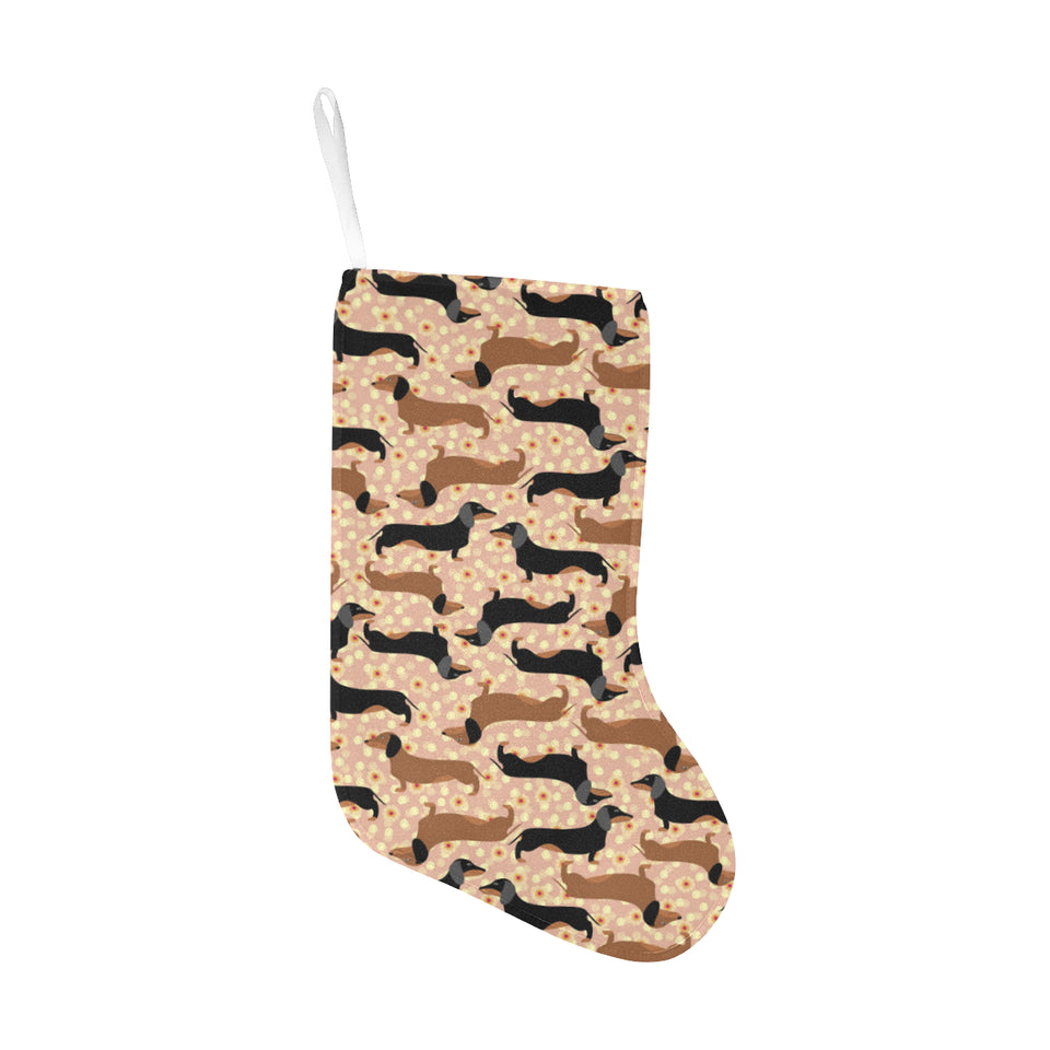 Dachshund floral background Christmas Stocking
