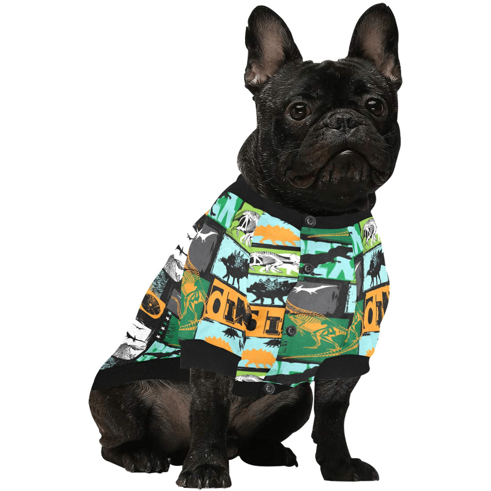 dinosaurs print pattern All Over Print Pet Dog Round Neck Fuzzy Shirt