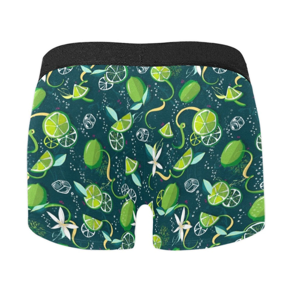Lime ice flower pattern Men's All Over Print Boxer Briefs Men's Underwear