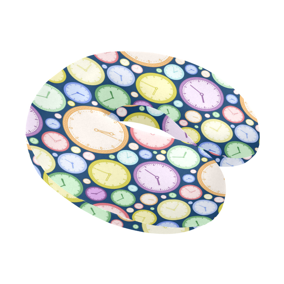 Colorful clock background U-Shaped Travel Neck Pillow