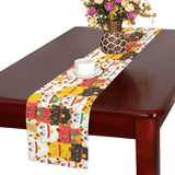 Colorful Maneki neko cat pattern Table Runner