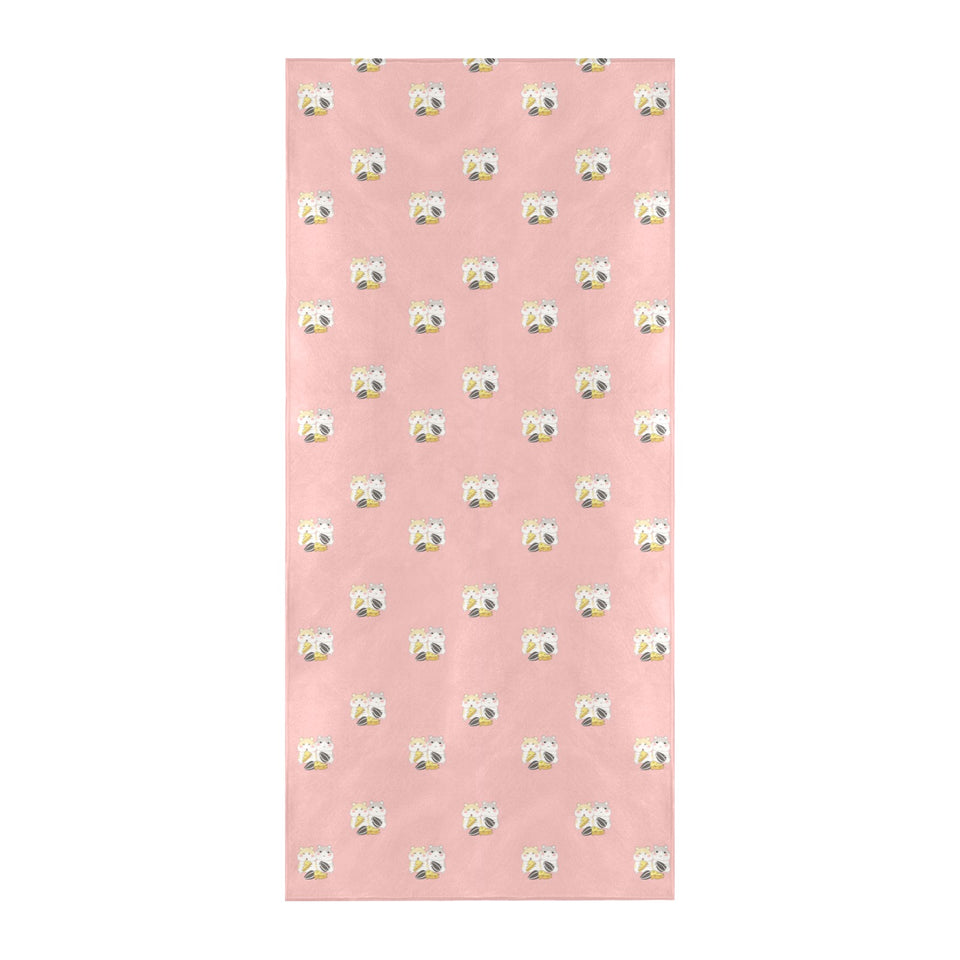 Cute hamster cheese pattern pink background Beach Towel