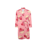 Cake cherry pattern Men's Long Sleeve Belted Night Robe